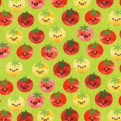 Chilli Smiles Tomato on Lime by Robert Kaufman Fabrics 100% Cotton