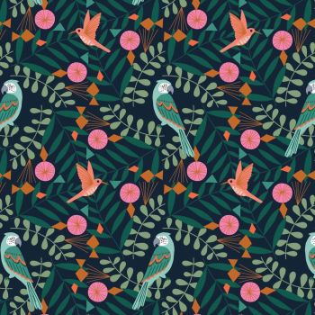 Our Planet Birds on Black by Dashwood Studio 100% Cotton