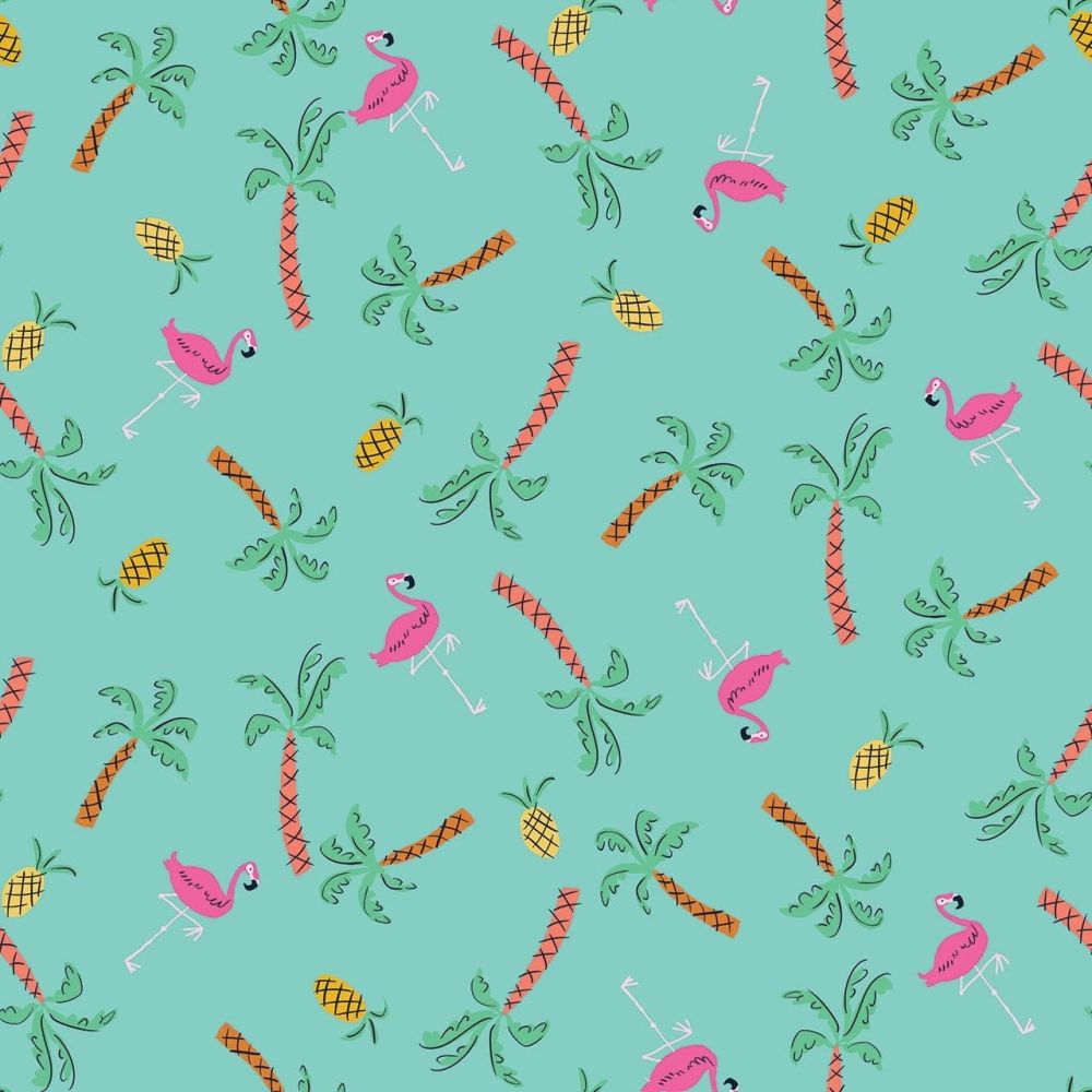 Lazy Days Tropical Pineapples & Flamingos by Dashwood Studio 100% Cotton