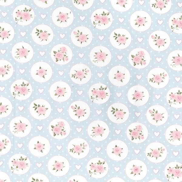 Willow Rose Vintage Floral Blue by John Louden 100% Cotton