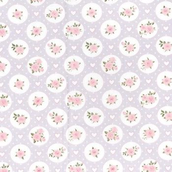 Willow Rose Vintage Floral Lilac by John Louden 100% Cotton