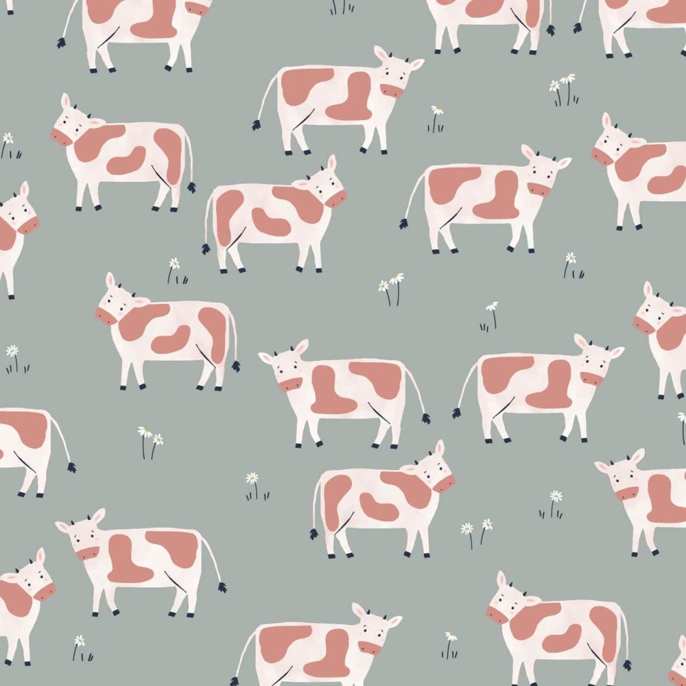 Farm Days Cows on Grey by Dashwood Studio 100% Cotton