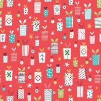 Forest Friends Metallic Christmas Presents Red by Dashwood Studio 100% Cotton
