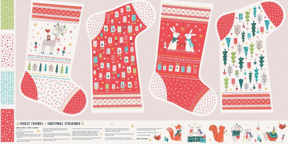 Forest Friends Christmas Stocking by Dashwood Studio 100% Cotton
