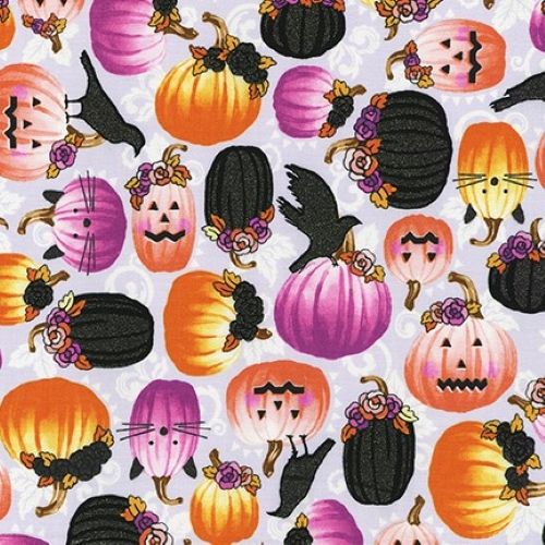 Totally Twilight Spooky Sparkly Pumpkins by Robert Kaufman Fabrics 100% Cot