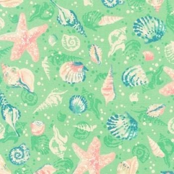 Sunset Coast Seashells Seafoam by Robert Kaufman Fabrics 100% Cotton