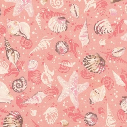 Sunset Coast Seashells Coral by Robert Kaufman Fabrics 100% Cotton