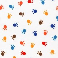 Whiskers and Tails Multi Coloured Paw Print by Robert Kaufman Fabrics 100% Cotton