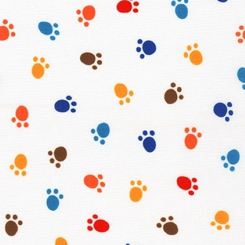 Whiskers and Tails Multi Coloured Paw Print by Robert Kaufman Fabrics 100% 