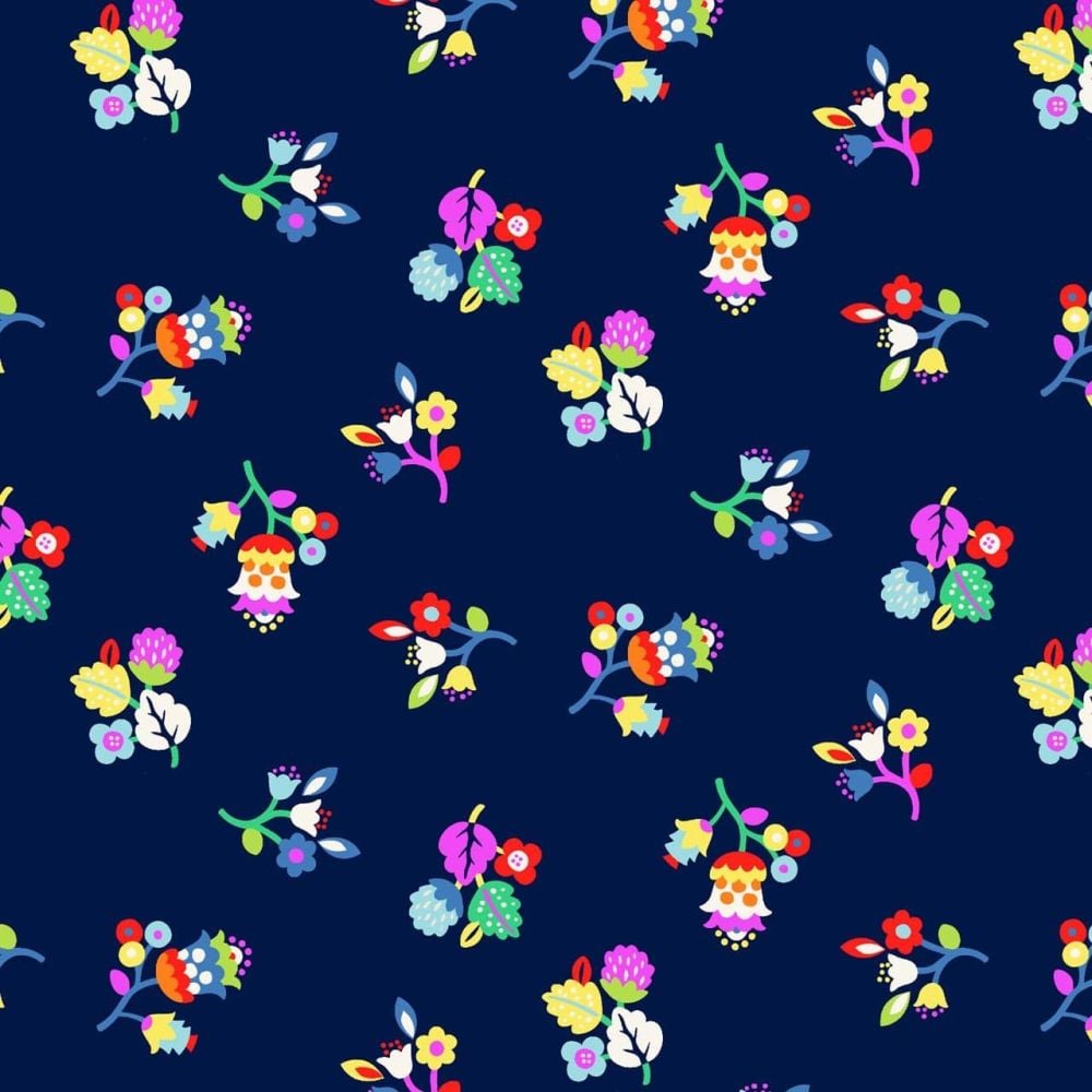 Kaleidoscope Ace Lawn Navy Floral by Dashwood Studio Cotton Lawn Extra Wide