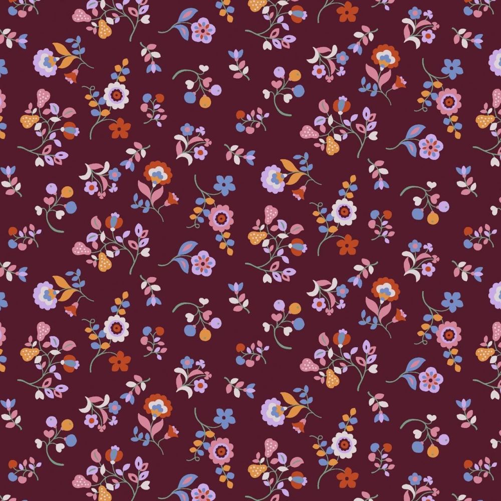 Kaleidoscope Ace Lawn Plum Floral by Dashwood Studio Cotton Lawn Extra Wide