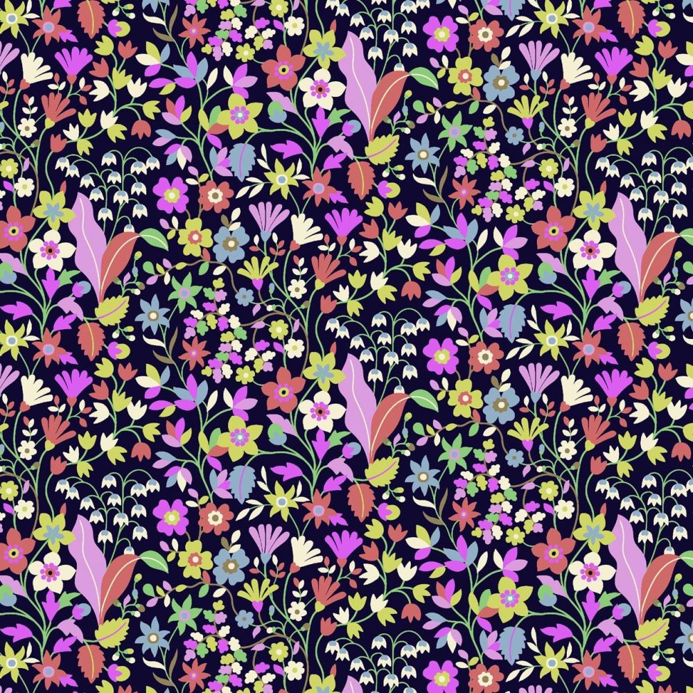 Kaleidoscope Ace Lawn Black Floral by Dashwood Studio Cotton Lawn Extra Wid
