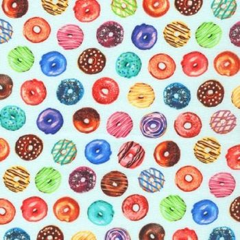 Sweet Tooth Donuts on Mint by Robert Kaufman Fabrics 100% Cotton