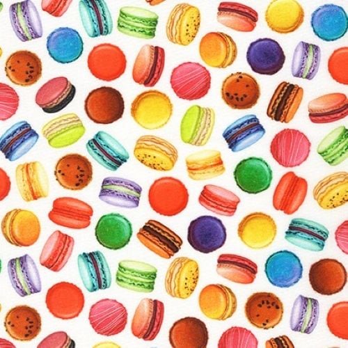 Sweet Tooth  Multicoloured Macarons by Robert Kaufman Fabrics 100% Cotton