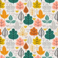 Acorn Wood Multicoloured Leaves Grey by Dashwood Studio 100% Cotton