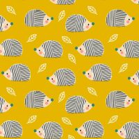 Acorn Wood Hedgehogs Mustard Yellow by Dashwood Studio 100% Cotton
