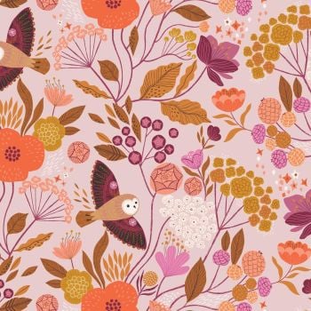 Wild Floral Owls Lilac by Dashwood Studio 100% Cotton