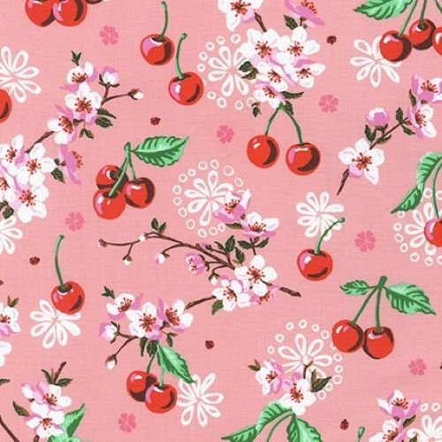 Wishwell Cherry Blossom Flowers Peach Pink by Robert Kaufman Fabrics 100% C