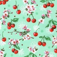 Wishwell Cherry Blossom Flowers Mint by Robert Kaufman Fabrics 100% Cotton