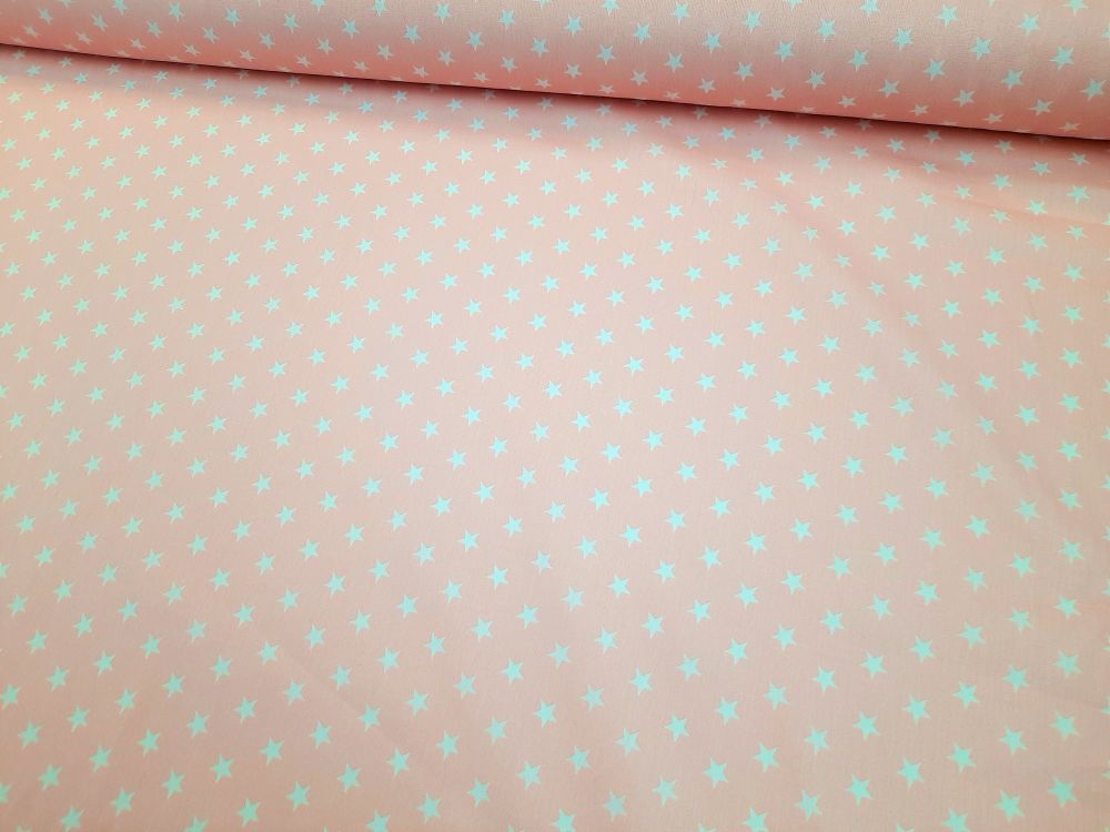 Little White Stars on Pink 100% Cotton Extra Wide