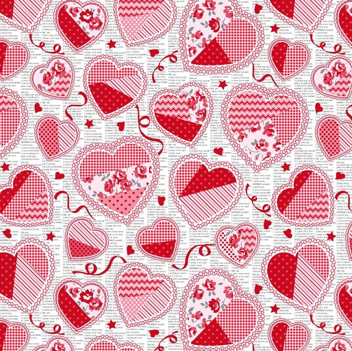 Hugs and Kisses Doily Hearts by Studio E Fabrics 100% Cotton 51 x 51 cm