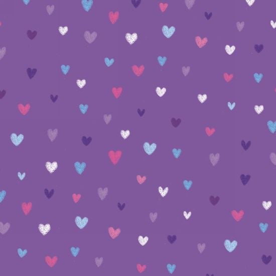 Unicorn Kisses Hearts Purple by Studio E Fabrics 100% Cotton 41 x 54cm