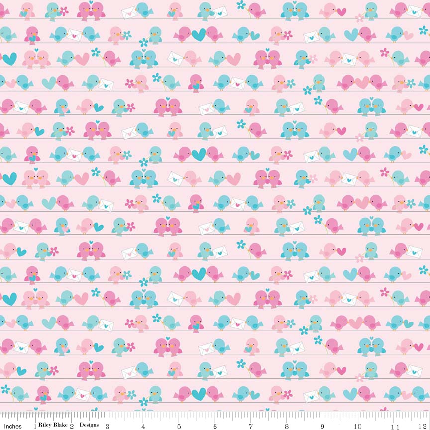 Lovey Dovey Birds Pink by Riley Blake Designs 100% Cotton