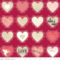 Lost and Found Love Valentines Hearts Red by Riley Blake 100% Cotton 50 x 54 cm