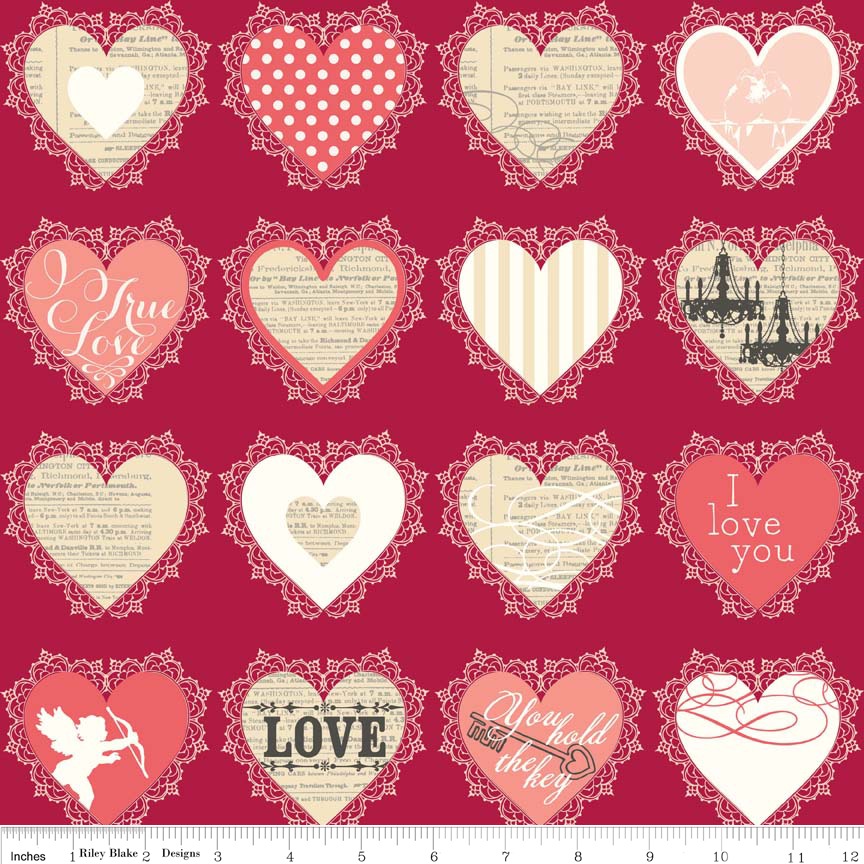 Lost and Found Love Valentines Hearts Red by Riley Blake 100% Cotton
