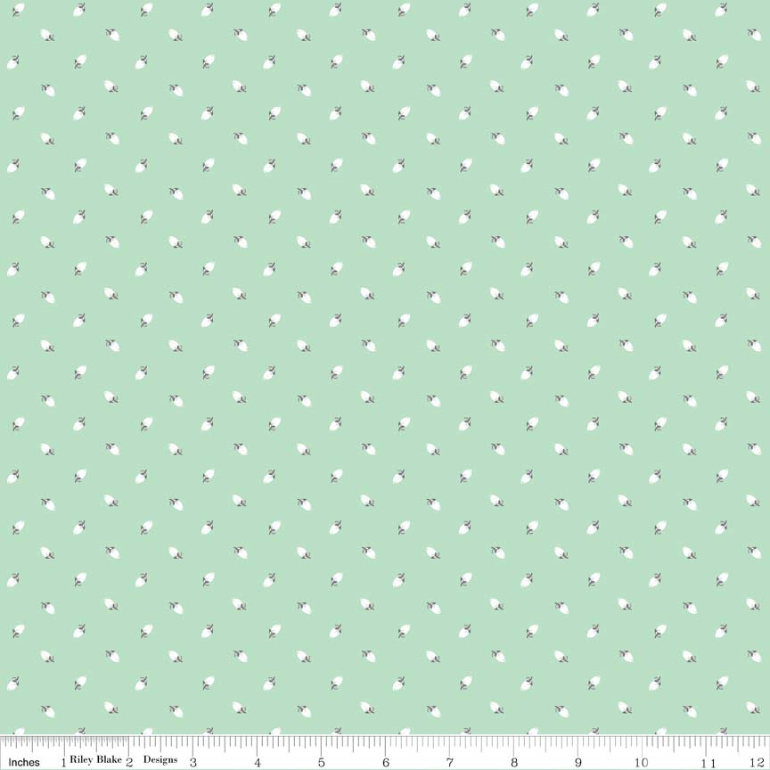 Sew Charming Sew Rosebuds Mint by Riley Blake 100% Cotton
