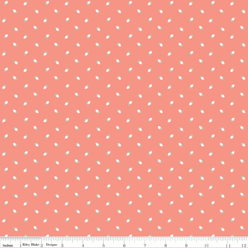 Sew Charming Sew Rosebuds Coral by Riley Blake 100% Cotton