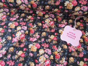 Floral Bloom on Black 100% Cotton