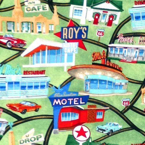 Timeless Treasures ROADSIDE ATTRACTIONS Fabric - Green