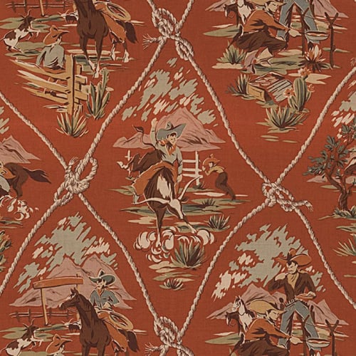 Alexander Henry ROPING RANCH SCENIC Fabric - Clay