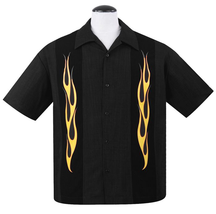 Orange Flame N Hot Rockabilly Shirt - Steady Clothing / Hot Rockin Retro