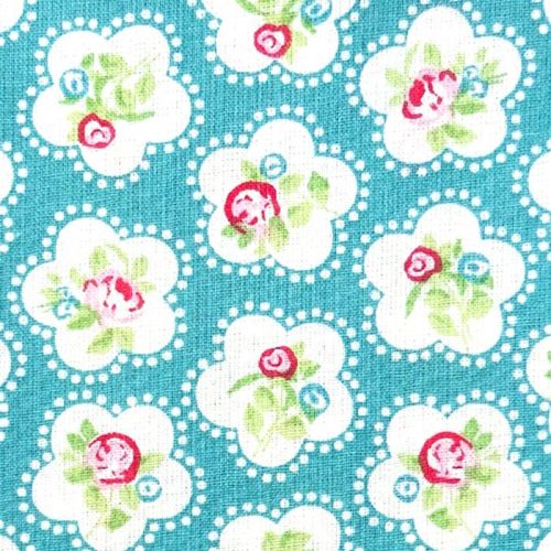 Chatham Glyn DAINTY FLOWERS Fabric - Teal