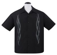 Steady Clothing Flame N Hot Button Up Shirt - Charcoal