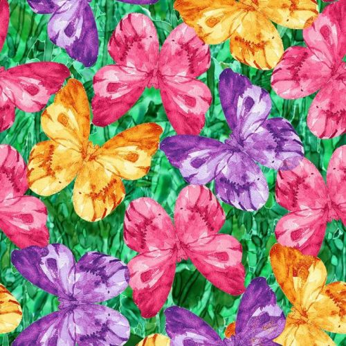 Blank Quilting CHROMOVIEW BUTTERFLY Fabric - Green
