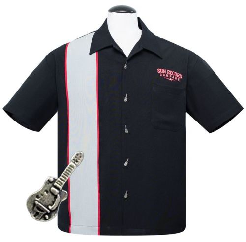 Steady Clothing Sun Records Piped Panel Button Up Shirt - Black