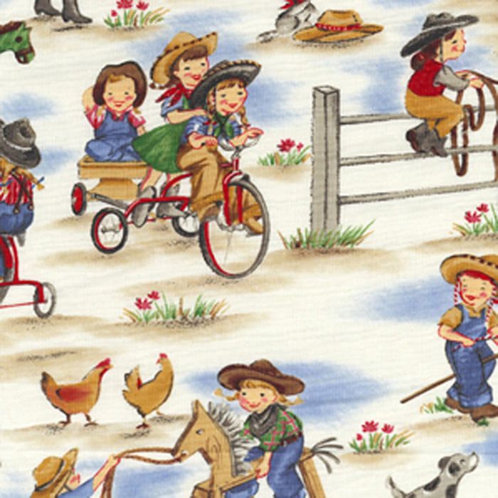 Michael Miller LIL' COWGIRLS Fabric - Denim