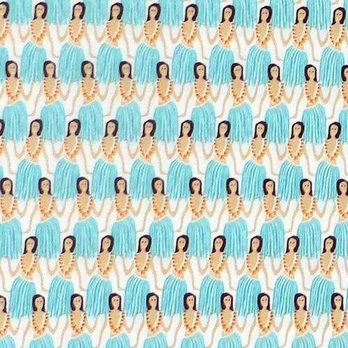 Sevenberry HULA GIRL Fabric - Blue & Orange