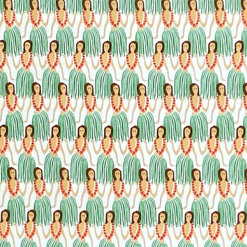 Sevenberry HULA GIRL Fabric - Green & Red