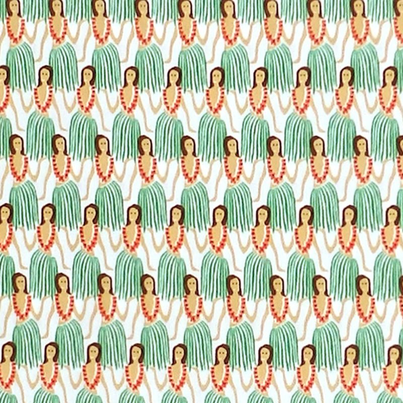 Sevenberry HULA GIRL Fabric - Green & Red