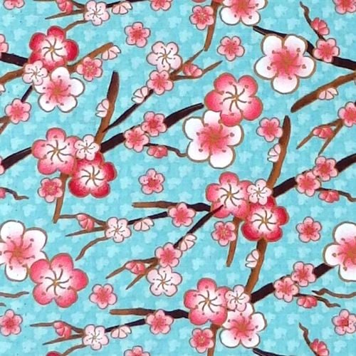 David Textiles CHERRY BLOSSOM Fabric - Teal
