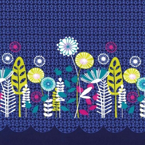 Michael Miller FLOWERS A PLENTY POSEY BORDER Fabric - Midnite