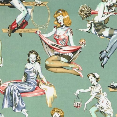 Alexander Henry BEAUTIES AND BRAINS Fabric - Green
