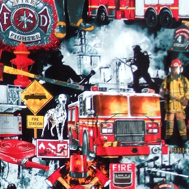 Timeless Treasures FIRE FIGHTERS Fabric - Black