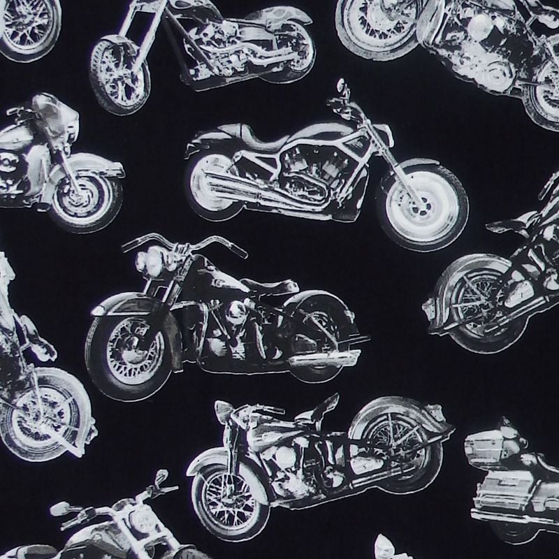 Timeless Treasures MOTORCYCLE FUN Fabric - Black