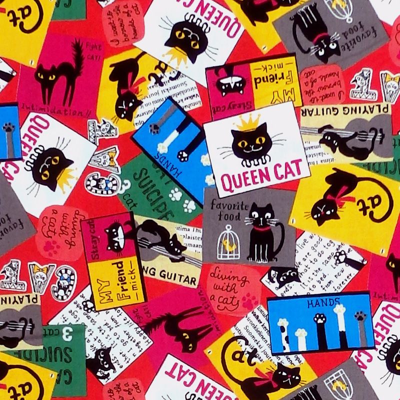 Sevenberry QUEEN CAT STAMPS Fabric