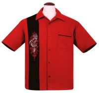 Steady Clothing Pinstripe Pinup Panel Button Up Shirt - Red - size XS